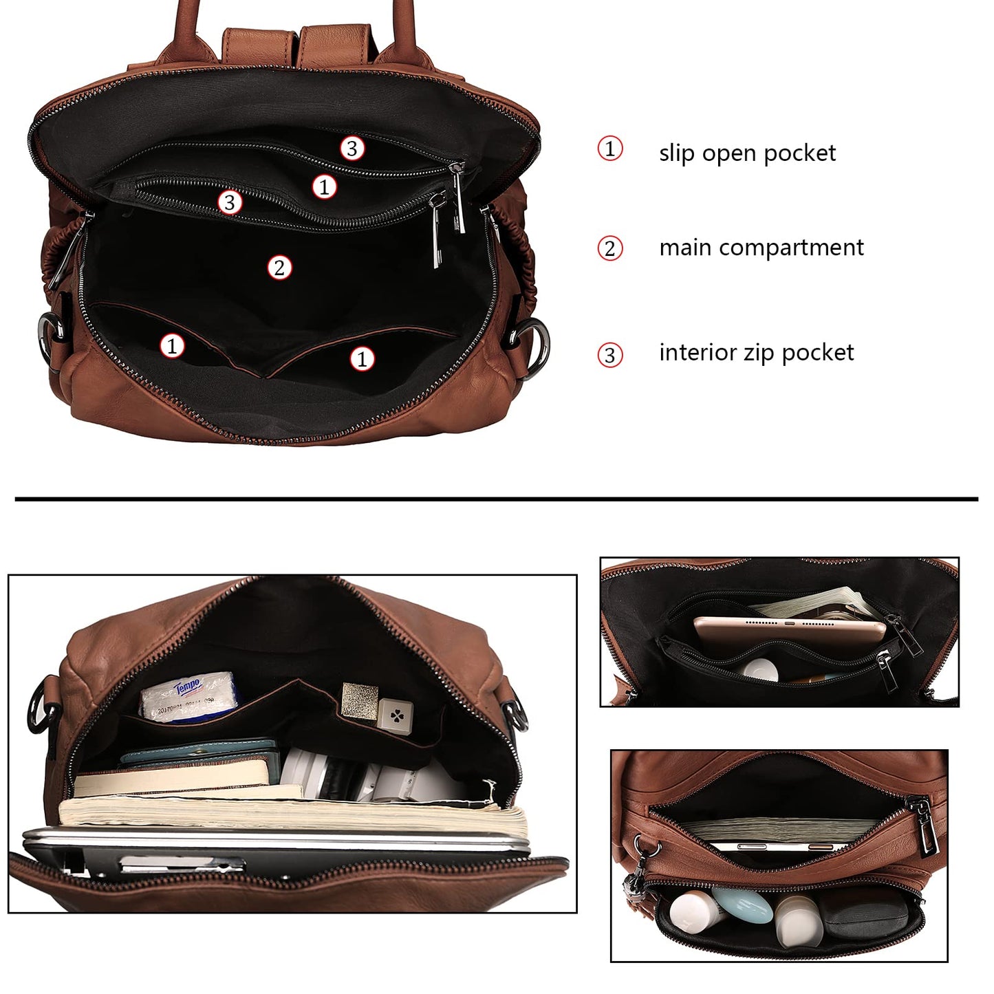 Uromee Travel Backpack Purse for Women Vegan Leather Ladies Fashion Tassel Shoulder Bag Convertible