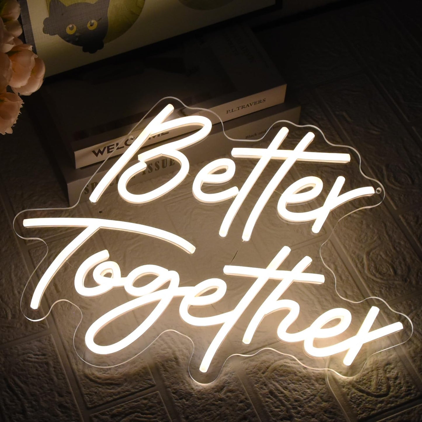 UExnkj-Y Better Together Neon Sign, Wedding Neon Sign, LED Neon Light for Wall Decor, Warm White Led Neon Light USB Dimmable Letters Neon Signs for Wedding, Engagement Party