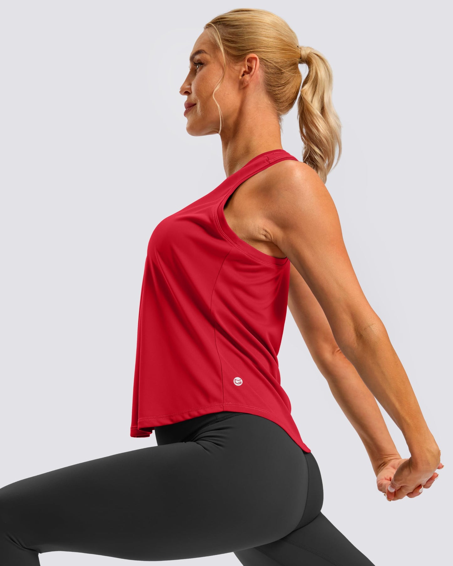G Gradual Women's Workout Tank Tops Racerback Athletic Yoga Tops Loose Fit Sleeveless Running Gym Sports Shirts for Women(Red New,L)