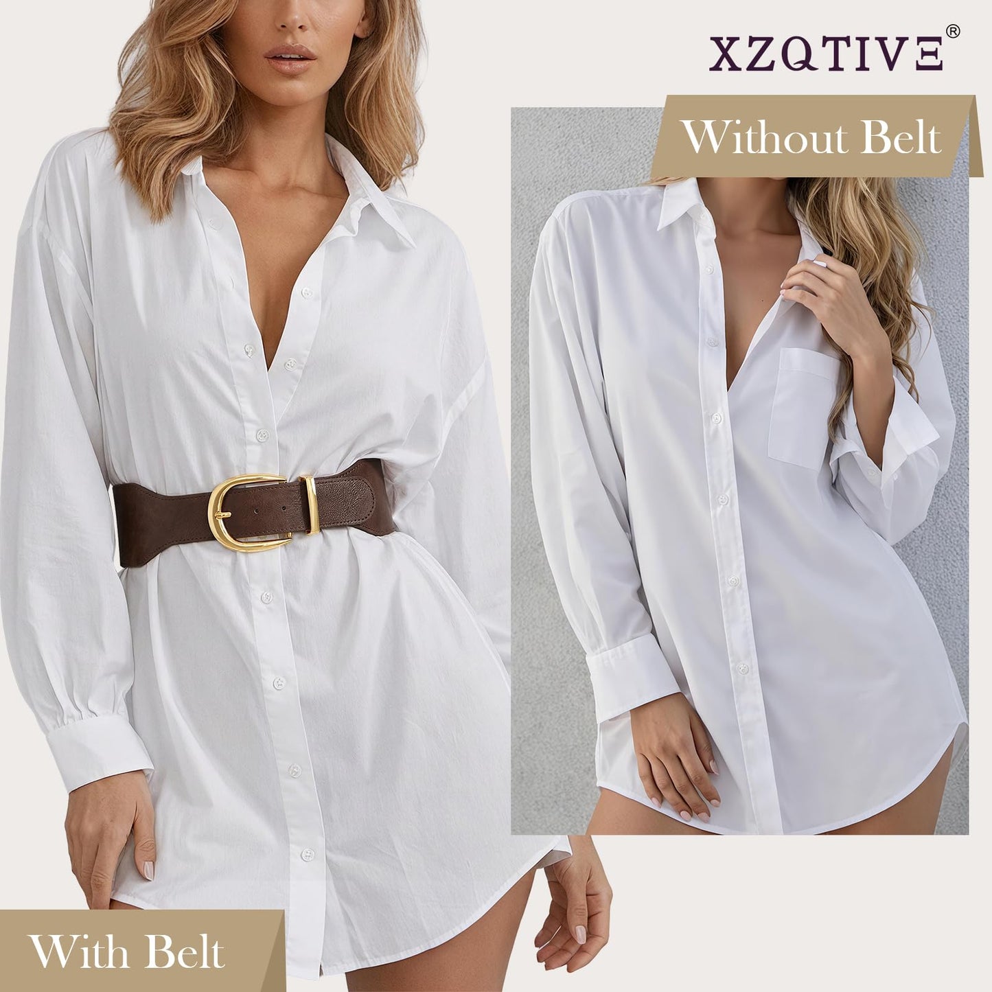 XZQTIVE Women Wide Elastic Waist Belt for Dresses Fashion Cinch Belts Stretchy Waistband with Gold Buckle, Chocolate Brown(Fit Waist Size 38"-42")