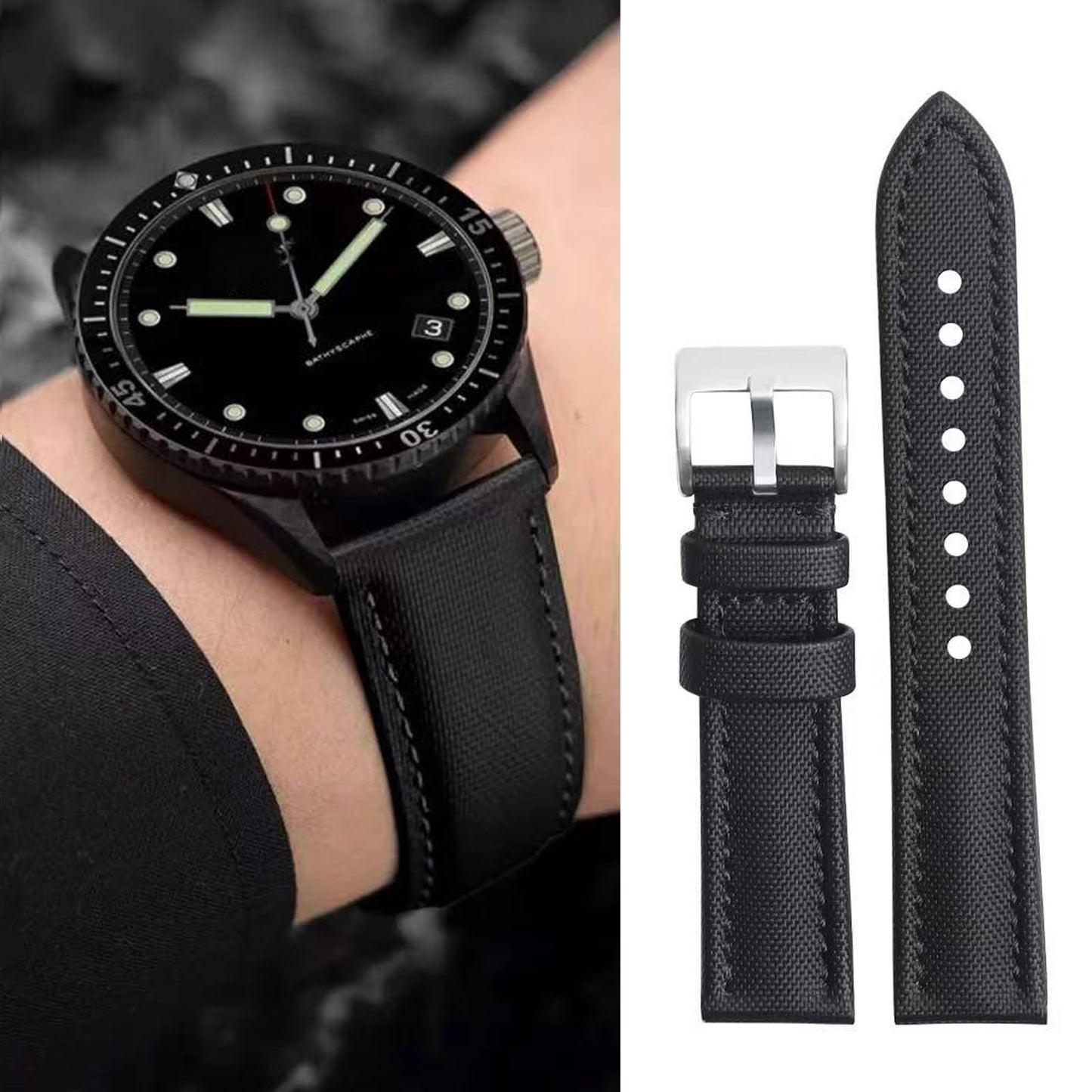 Aoeiwv Nylon Leather Watch Band Quick Release Waterproof Resistant Oxford Fabric Durable Hybrid Premium Nylon Fiber Genuine Leather Universal Replacement Strap 18mm 19mm 20mm 21mm 22mm for Men Women
