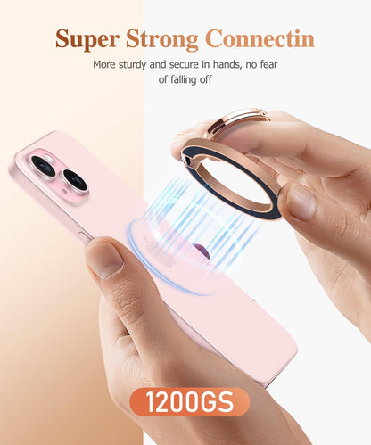 GVIEWIN Magnetic Phone Ring Holder, Compatible with MagSafe Phone Grip with Adjustable Stand, Magnet Phone Ring Kickstand for iPhone 17/16/15/14/13/12 Pro Max Plus Air/Other Phones (Glitter/Silver)