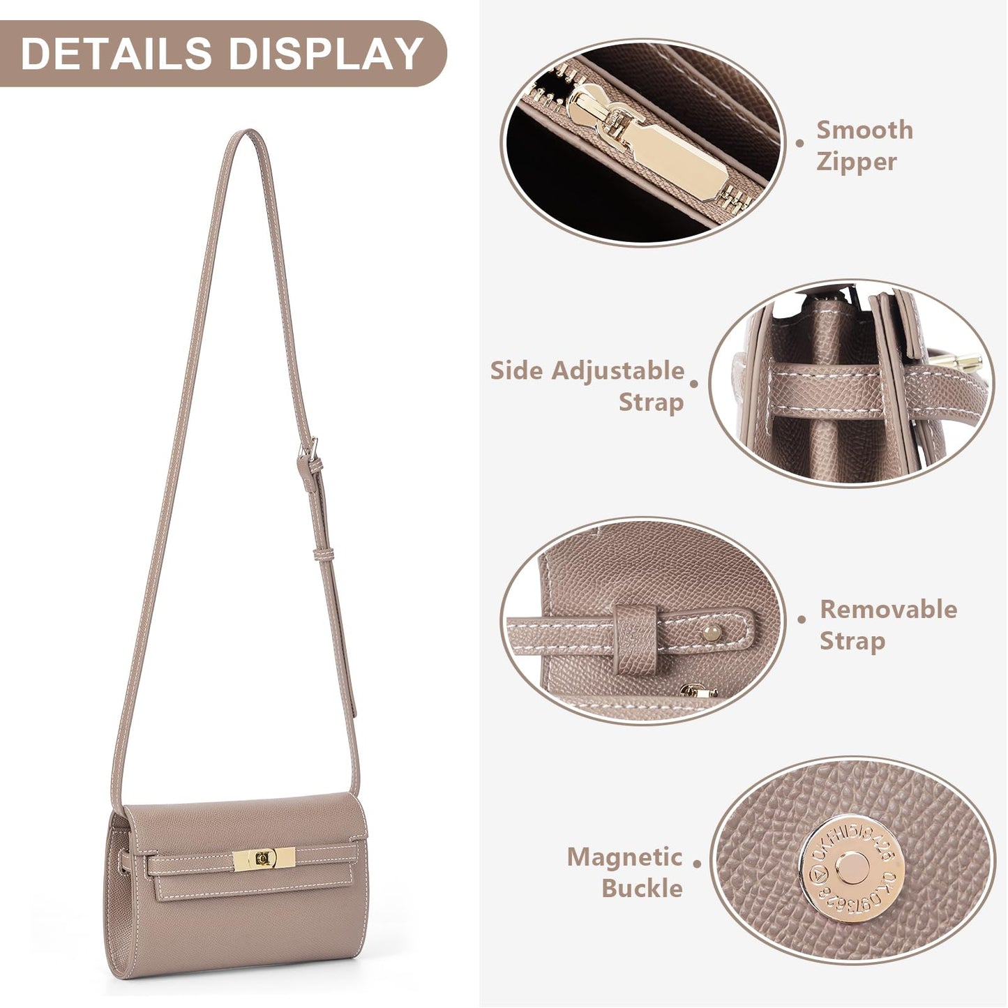 Mini Clutch Purse Vegan Leather Crossbody Bag for Women Small Shoulder Bag Designer Handbag with Strap