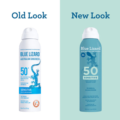 Blue Lizard Sensitive Mineral SPF 50 Spray, Dermatologist-Recommended Brand, Broad-Spectrum UVA/UVB Protection, Water-Resistant, Zinc Oxide Formula, 5 oz