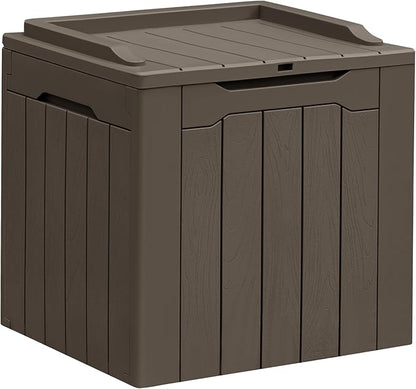 Greesum 31 Gallon Resin Deck Box All Weather Outdoor Storage Boxes for Patio Furniture Set,Outdoor Toys,Garden Tools,Brown
