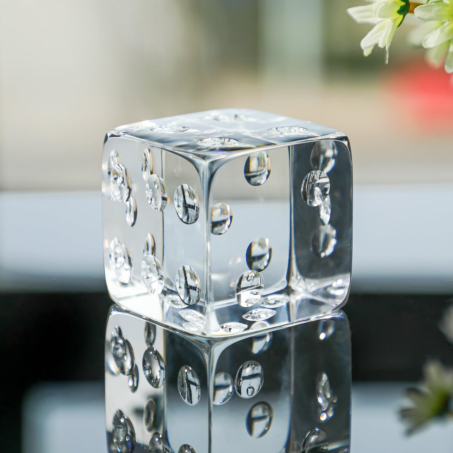 QFkris 2.2" Glass Dice Paperweight Glass Art Dice Figurine Paper Weights for Desk