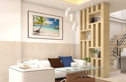 Beach Art Wall Decor Coral Beach Sand Sea Palapa Tropical Palm Tree Photo Sunset Landscape Pictures Ocean Scenic Scenery Nature Photography Paradise Cool Wall Art Print Poster 36x24