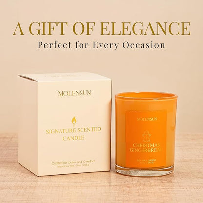 Christmas Gingerbread Candle, 10oz Soy Scented Candle for Home, Christmas Birthday & Holiday Gifts for Women & Men, Long Lasting 50+ Hour Clean Non-Toxic Burn, Elegant Winter & Christmas Home Decor