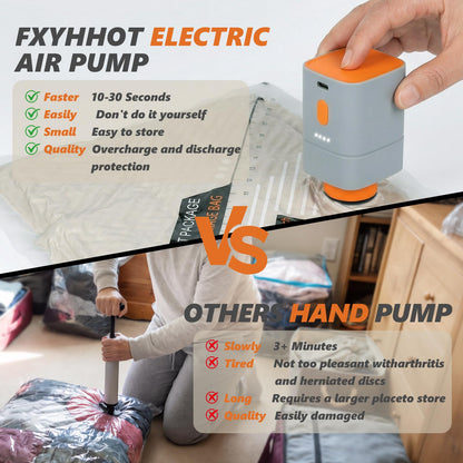 FYXHHOT Rechargeable Wireless Pump Travel Vacuum Bags Set,Vacuum Storage Bags Portable Space Saver Bags for Travel, Home, Vacuum Compression Packing Seal for Clothes Seasonal Storage 12 Combo Set