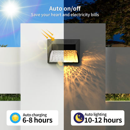 Tadyreal Solar Fence Lights Outdoor Waterproof Ip65, 10 Lighting Modes Fence Lights Solar Powered with 15 Bright Led Lens, Backyard Light Outdoor for Deck Railing Step Pool Patio Wall - 12 Pack