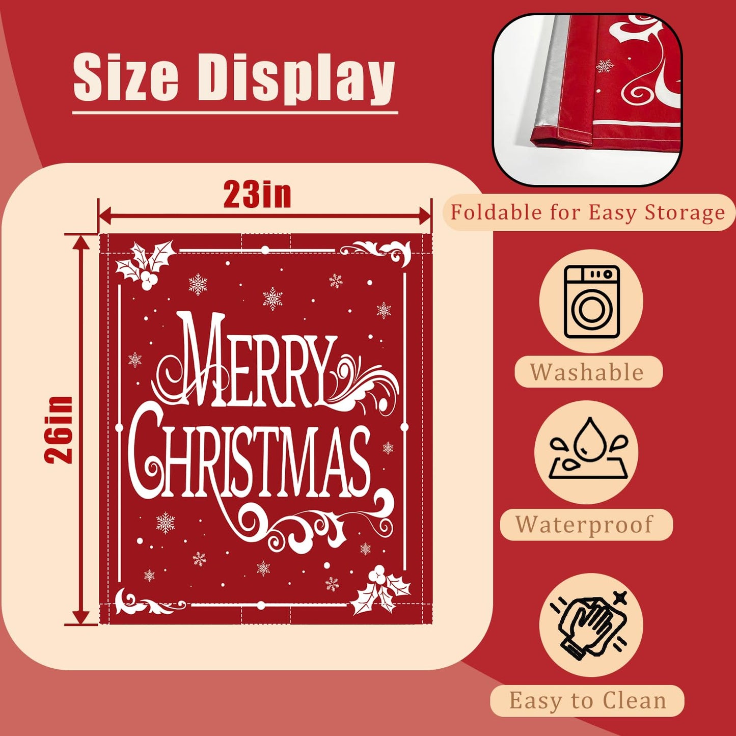Christmas Dishwasher Magnet Cover 23x26in Merry Christmas Dishwasher Cover for Washers Fridge Panel, Snowflake Magnetic Covers for Kitchen, Machine Door Covers Decor, Red Christmas Kitchen Decor