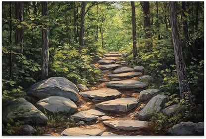 Yesad Nature Wall Art, Forest Path Landscape Wall Decor, Modern Farmhouse Canvas Art Abstract Botanical Canvas Décor Home Decorations for Living Room Bedroom (Unframed,36”x24”, Path)