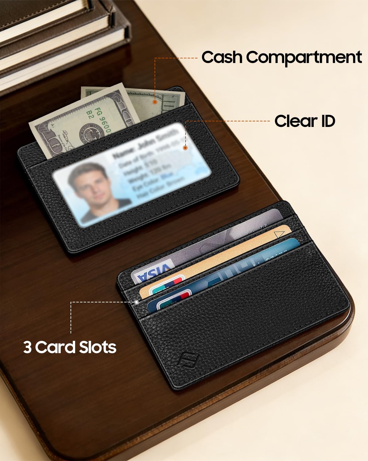 FINTIE Slim Minimalist Front Pocket Wallet, RFID Blocking Credit Card Holder Card Cases with ID Window for Men Women, Black