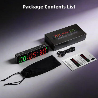 Tempospark Portable Workout Timer, Workout Clock for Home Gym Garage Boxing, Gym Timer Clock with Strong Magnet, Powerful Battery, Adjustable Brightness for Fitness Enthusiasts Coaches