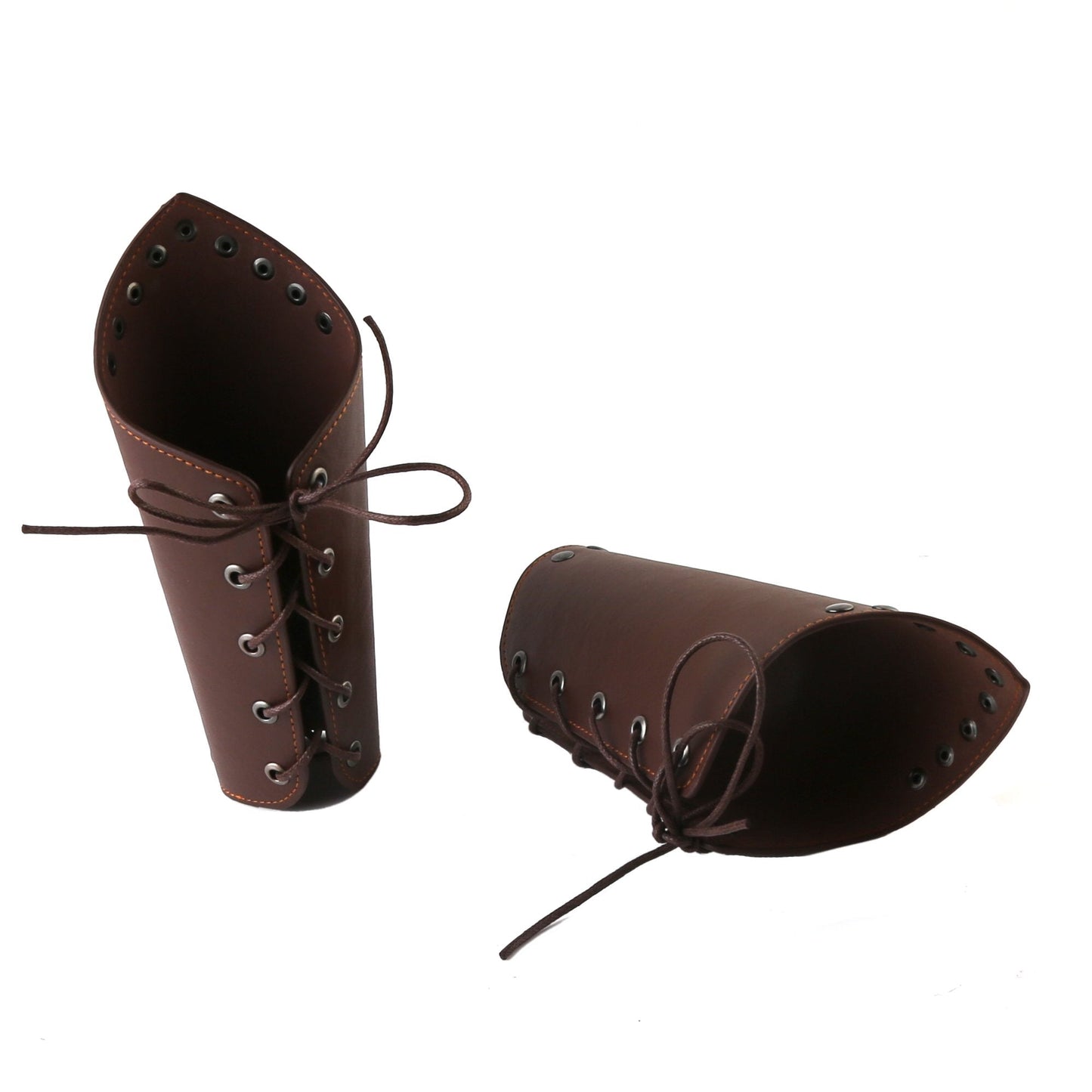 HZMAN Faux Leather Arm Guards - Medieval Cross Bracers - One Size (Brown)