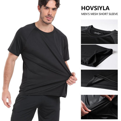 HovSiyla 5 Pack Running Shirts Men Sport Tops Dry Fit Gym Wicking Athletic T Shirts Breathable Cool Workout Shirts Black S