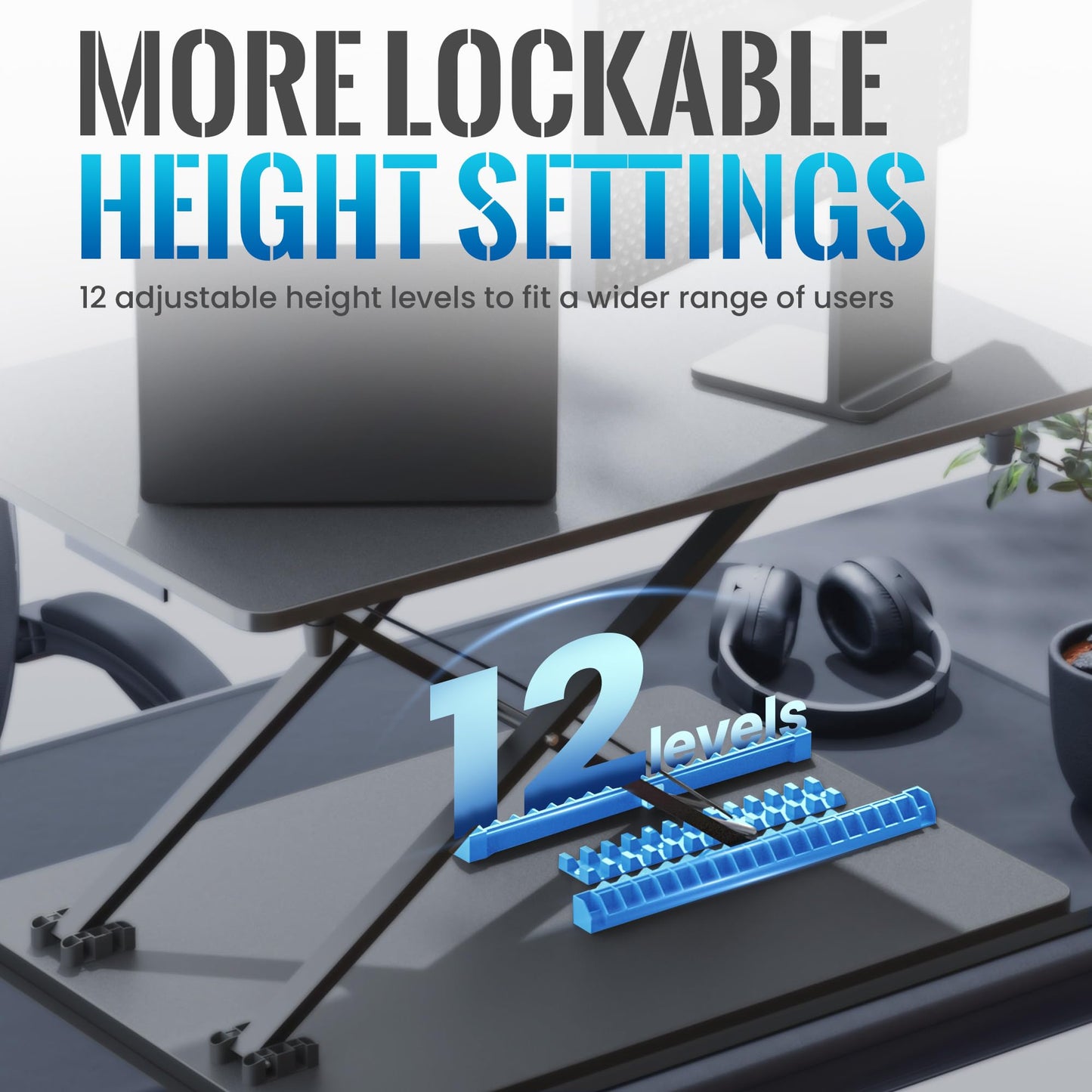 yoopin Standing Desk Converter, 25.16" × 15.75" Height Adjustable Laptop Stand for Desk, Sit Stand Monitor Stand, No Assembly Required for Home and Office Use (Black)