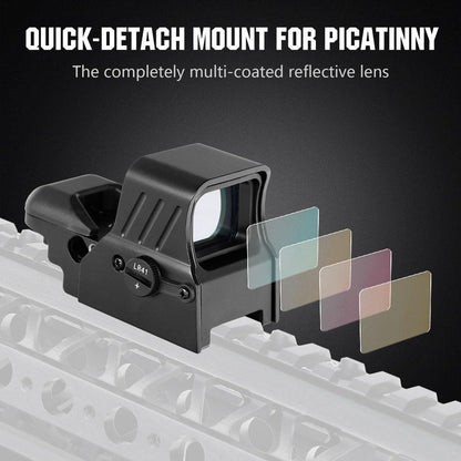ohhunt Multiple Reticle Red Green Dot Sight Quick Detach Mount for Picatinny 1X22X33mm Wide Objective Diameters Optics