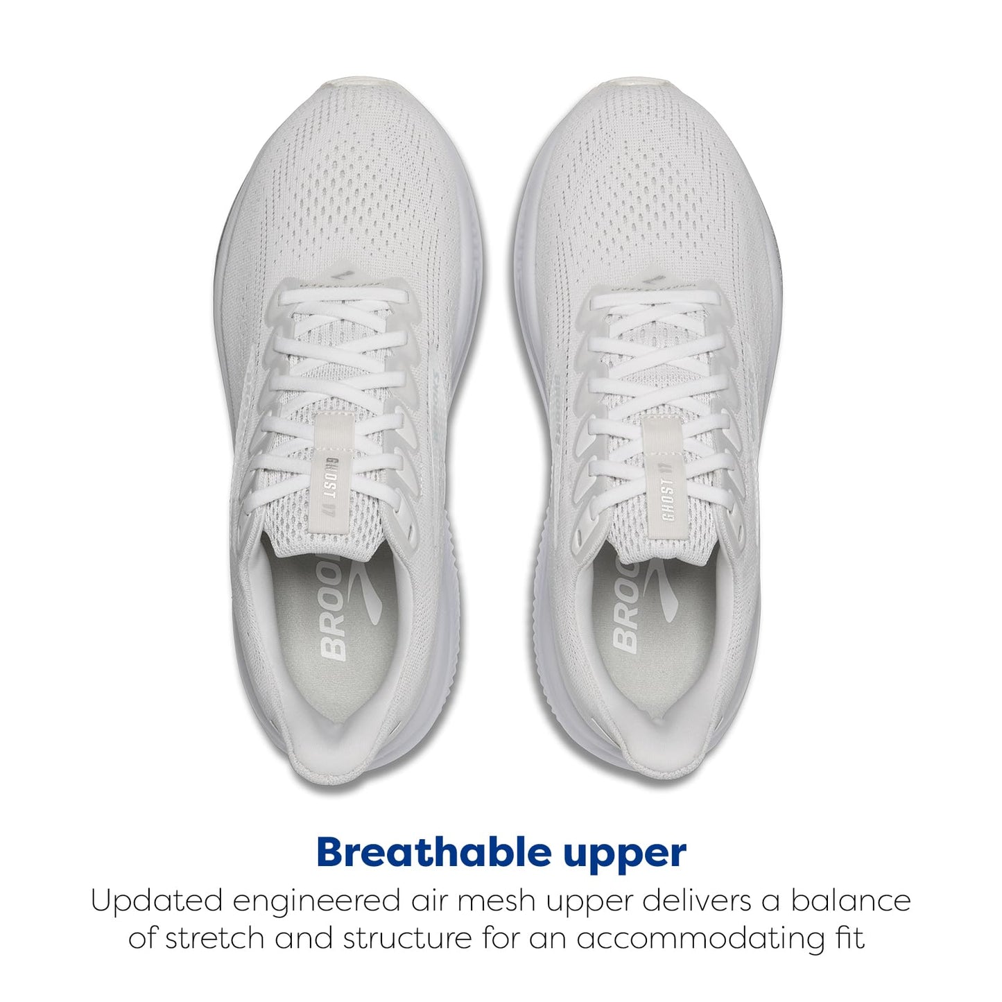 Brooks Women’s Ghost 17 Neutral Running Shoe - White/White/Grey - 10 Wide