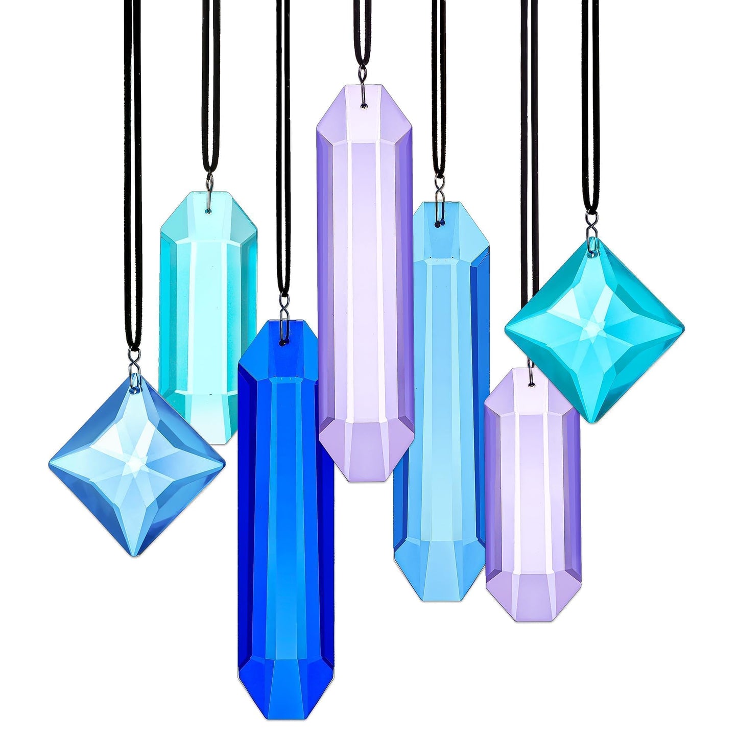 HDCRYSTALGIFTS Crystal Prisms Suncatchers for Window Hanging, 7PCS Blue Dreams Suncatcher Gift for Mom Women Rainbow Maker Sun Catcher Indoor Window Home Garden Christmas Tree Decor