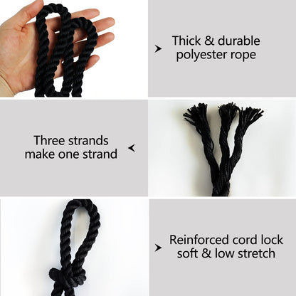 Black Twisted Polyester Arborist Rope (1/2 inch x 100 feet), Strong Tree Climbing Rope Bull Rope for Swing, Sailing, Camping, Pulling, Tree Work