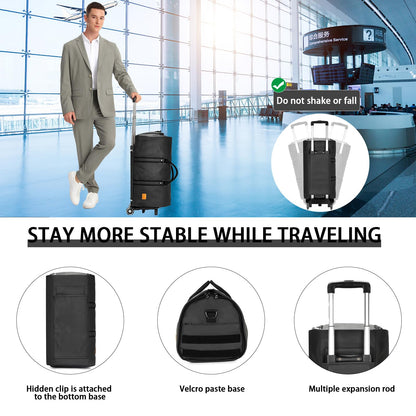 seyfocnia Rolling Garment Bag,Wheeled Garment Bag for Travel with Wheels Overnight Bags with Wheels Carry On Garment Bag with Shoe Compartment Suitcase Convertible Garment Duffle Bag-Black