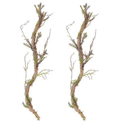 2Pcs 39.4inch Thick Bendable Artificial Tree Trunk Fake Large Wood Branches Twig Moss Grape Vine Garland Twisted Stick For Terrarium Outdoor Hanging Mantel Reptile Climbing Wall Yules Decorations