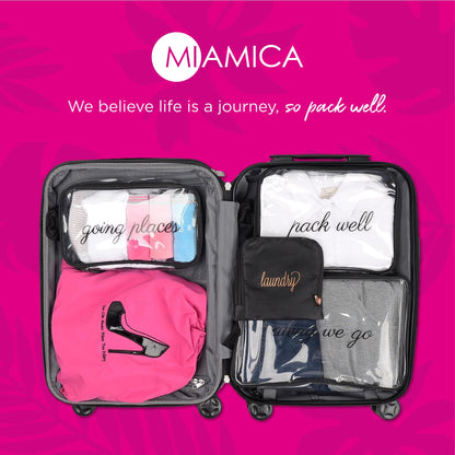 Miamica “Head Over Heels” Shoe Storage Bag, Black, 11” x 9” x 0.25”, Shoe Bag for Women, Protects Footwear & Luggage - Interior Divider, Fits 1-2 Pairs