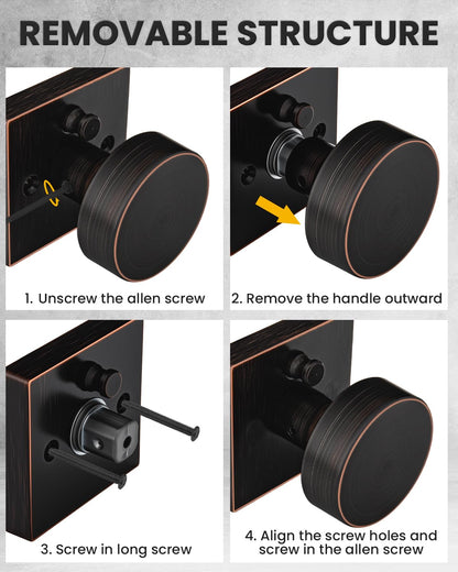 Goldenwarm Oil Rubbed Bronze Privacy Door Knob for Interior Doors, Zinc Alloy Bronze Door Knob Interior for Bedroom & Bathroom, Keyless Lock with Emergency Release, Adjustable & Reversible - 1 Pack