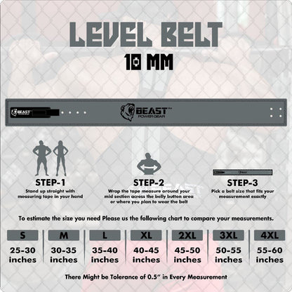 Beast Power Gear Weight Lifting Belt Lever Buckle 10MM 13MM Thick & 4 Inches Free Strap Weightlifting, Powerlifting, Deadlifts, Squats Men Women