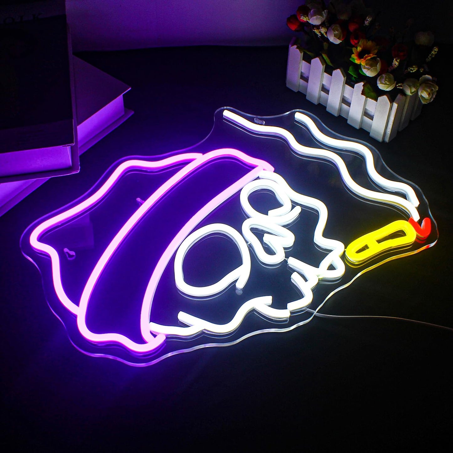 Lucunstar Skull Neon Sign Halloween LED Sign Neon Signs for Wall Decor Adjustable Brightness Halloween Neon Signs Neon Sign For Party Bedroom Wall Decor Home Party Light Decoration