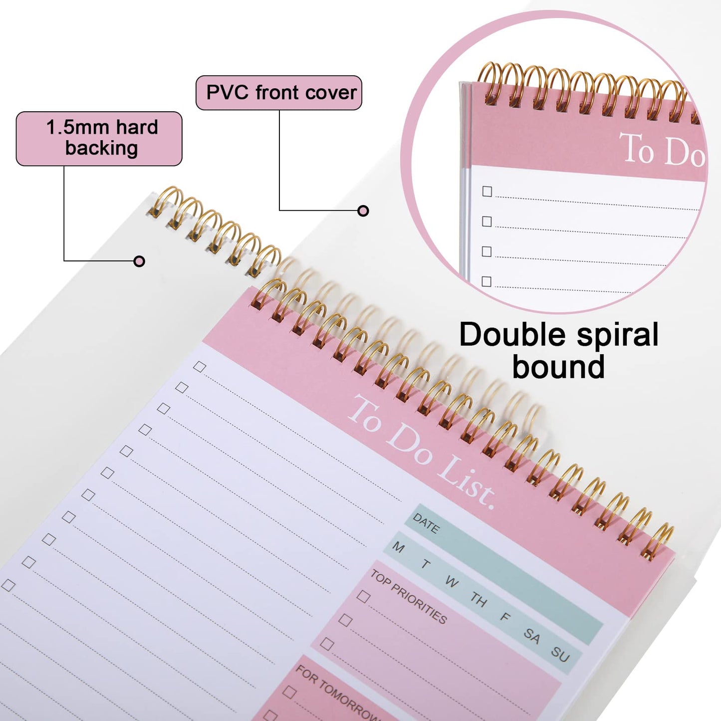 Thenshop 6 Pack To Do List Notepad Daily to Do List Notepad 6.5 x 9.8 Inches Notebook Undated 52 Sheets Paper Planner Daily for Work Planning Pad for School Office Student