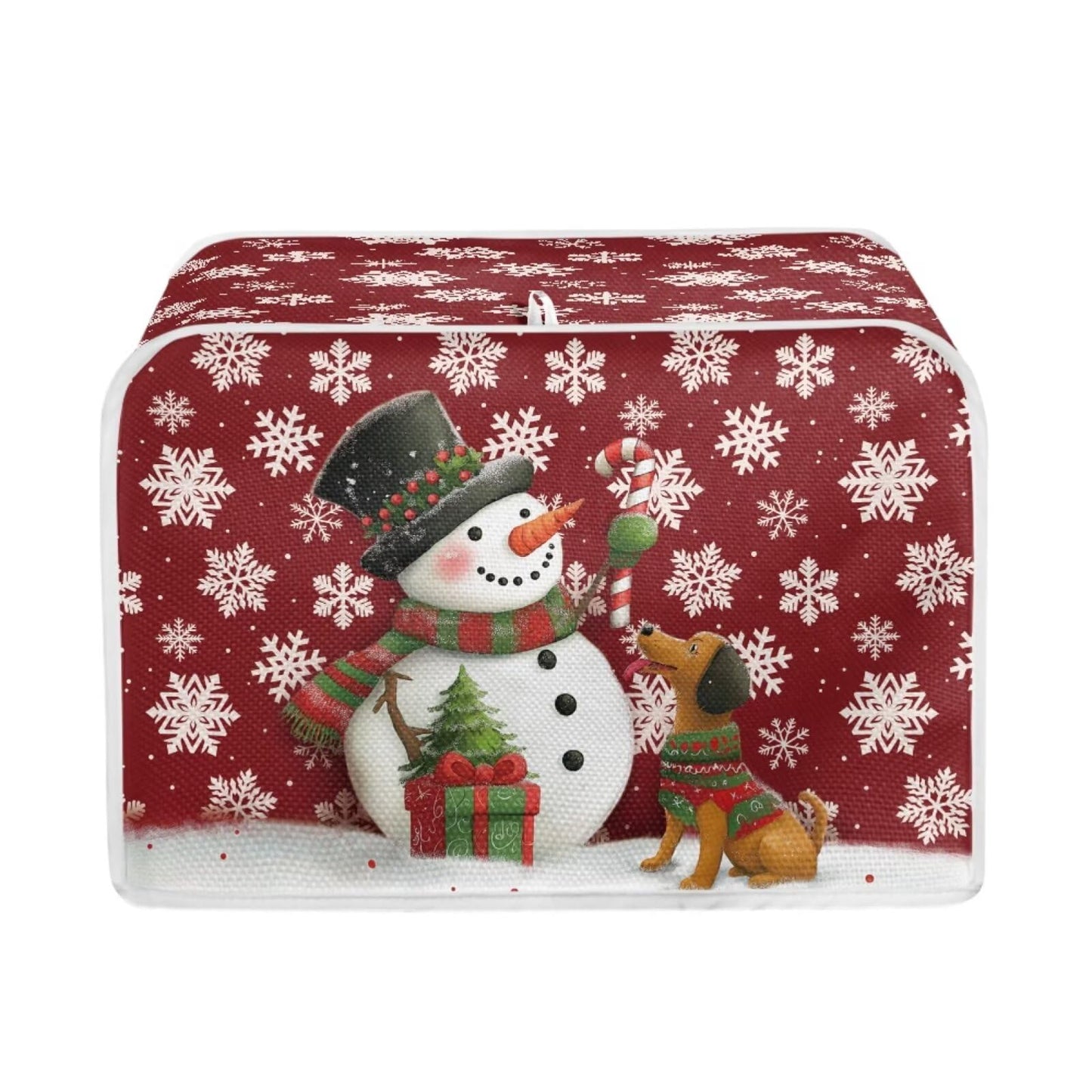 ASQVTIFE Christmas Snowman 4 Slice Toaster Cover Christmas Kitchen Decor Cute Dog Toaster Covers 4 Slice Wide Slot Toaster Oven Covers for Kitchen Counter Foldable Accessories