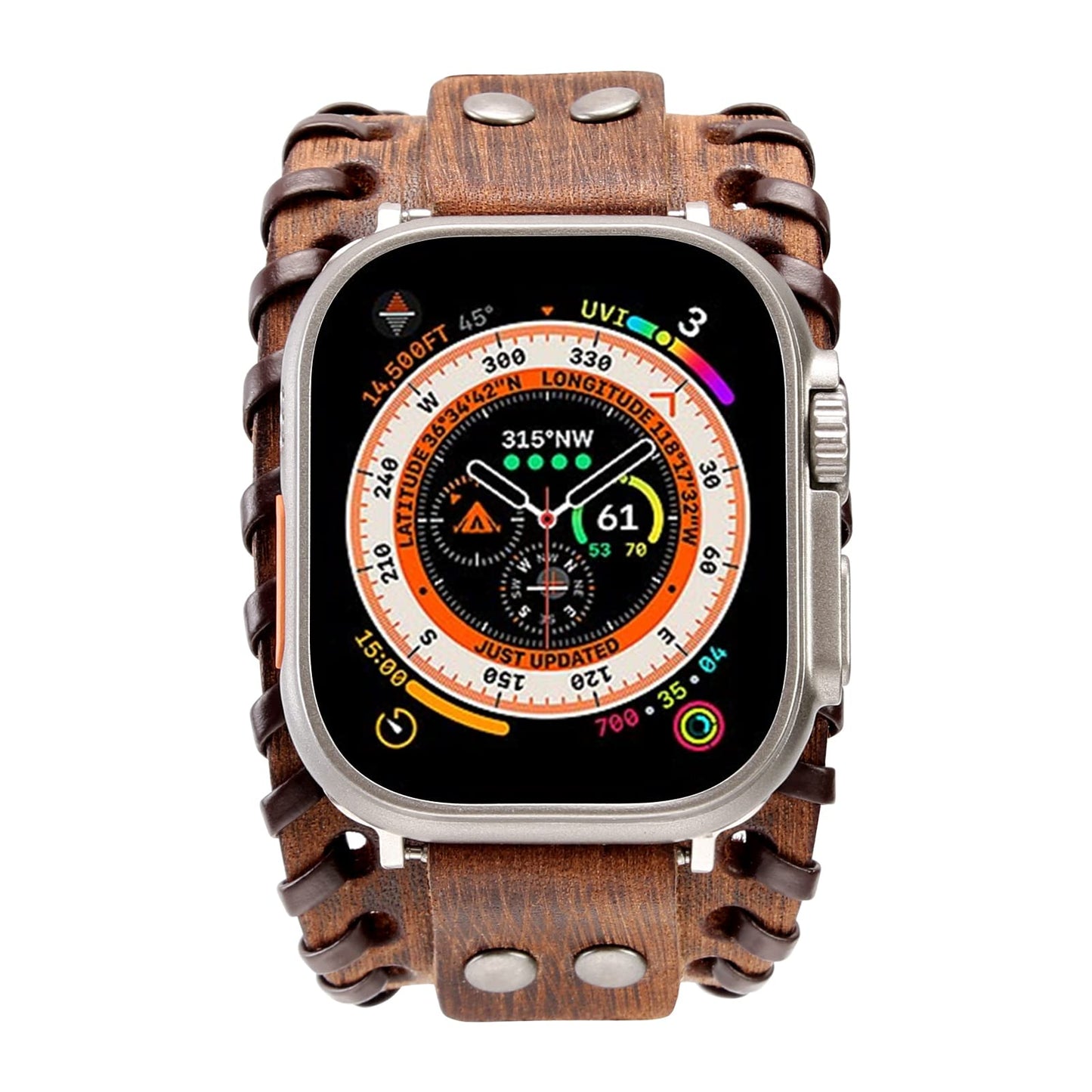 KONAFEI Compatible with Apple Watch Band 49mm 46mm 45mm 44mm 42mm 41mm 40mm 38mm iWatch Ultra Series 10/9/8/7/SE/6/5/4/3/2/1 for Men Women, Leather Handmade Cuff Bracelet Woven Vintage Strap, Brown