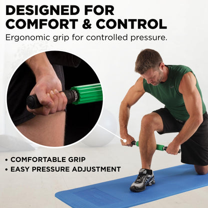 THERABAND Roller Massager+, 19"-21" Retractable Muscle Massage Stick for Full-Body Use, Deep Tissue & Trigger Point Self-Massage, Portable Handheld Fascia Release Tool for Runners, Athletes