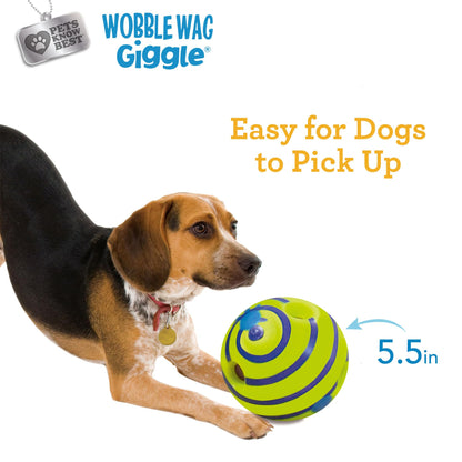 Wobble Wag Giggle Ball, Interactive Dog Toy, Fun Giggle Sounds When Rolled or Shaken, Pets Know Best, As Seen On TV