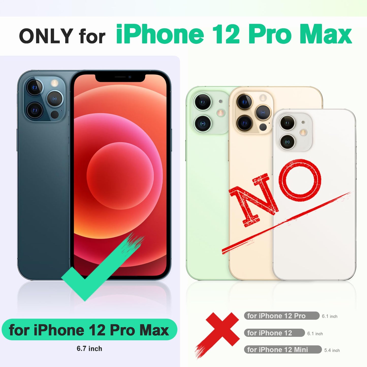 TUCCH Wallet Case for iPhone 12 Pro Max 5G, RFID Blocking Card Slot Stand [Shockproof TPU Interior Case], PU Leather Magnetic Protect Flip Cover Compatible with iPhone 12 Pro Max 6.7”, Midnight Green