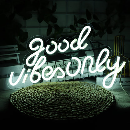 JFLLamp Good Vibes Only Neon Signs for Wall Decor Neon Lights Led Signs Suitable for Living Beer Bar Game Room Hotel Birthday Party Restaurant Christmas Unique Gift for Lover, 16.5 * 10 Inch(Blue)