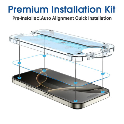 amFilm Easiest Installation OneTouch for iPhone 14 Pro [6.1 Inch] Screen Protector Tempered Glass, Auto-Alignment Tech, Bubble Free and Full Coverage Case Friendly, Anti-Scratch 2 Pack