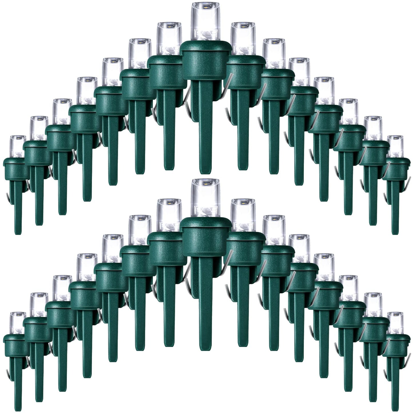 Honoson 180 Count 5 mm Winter LED Replacement Bulbs Bulk Wide Angle Winter LED Light Bulbs String Replacement Festival Light Garland Outdoor Tree Home Decoration (Green Base with Cold White Bulb)