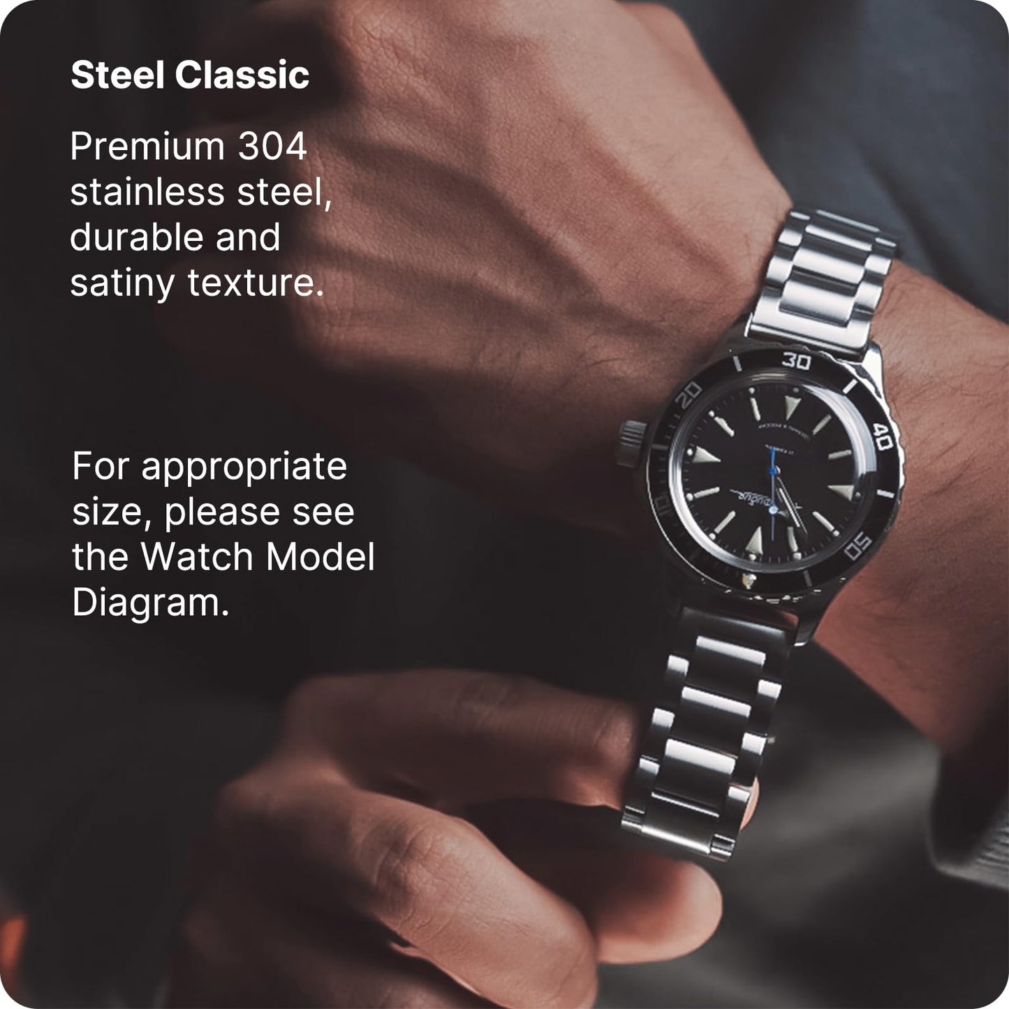 Fullmosa Stainless Steel Watch Band 16mm 18mm 19mm 20mm 22mm 24mm, Quick Release Metal Replacement Strap with Removable Links, Includes Spring Bars & Link Removal Tool for Men Women (22mm, Silver)