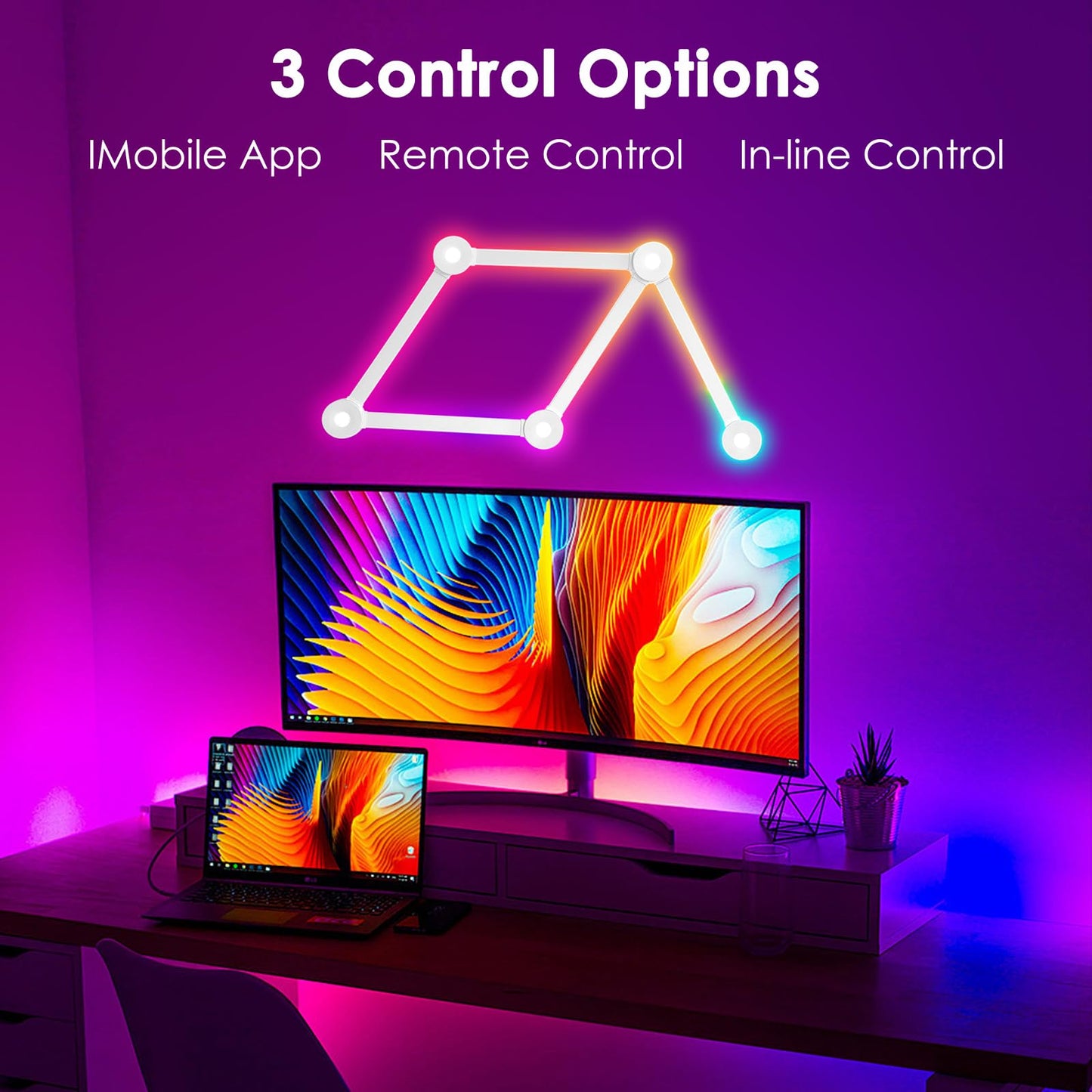 HEDCINLT RGB Wall Light lines, Smart Gaming LED Lights DIY Geometry Splicing Gaming Wall Light Bar, Backlit Modular APP Control Colour Changing for Game Room,Bedroom,Home Decor Lights (5 Lines, White)