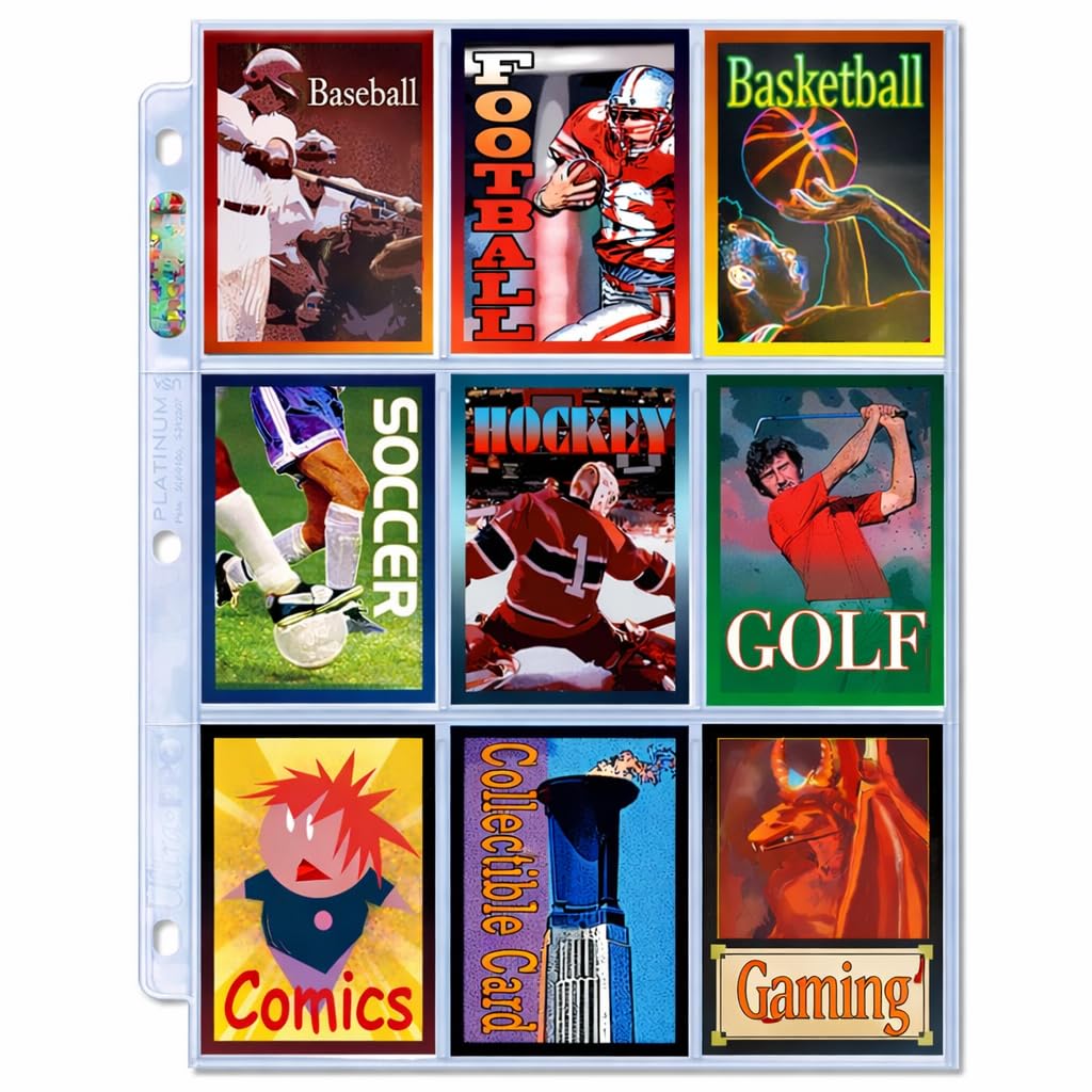 Ultra Pro 9 Pocket Pages Platinum Series 100 Pages of Card Sleeves for Trading Baseball Card Binder, -Pokemon and Baseball Card Sleeves