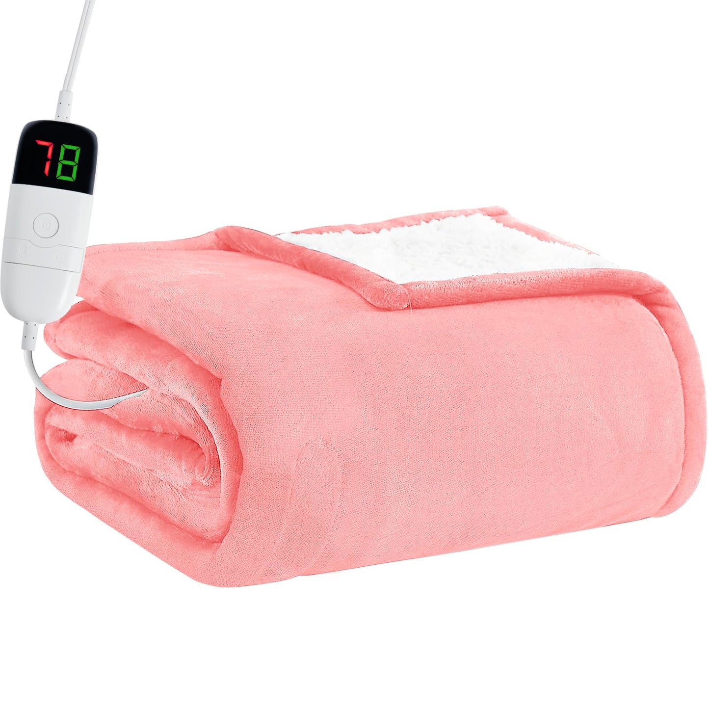 Heated Electric Blanket Queen Size - 84" x 90" Heating Blanket with Dual Control, 10 Heating Levels & 8 Hours Auto Off, Soft Warm Flannel Blanket, Christmas Birthday Gifts for Senior Grandma