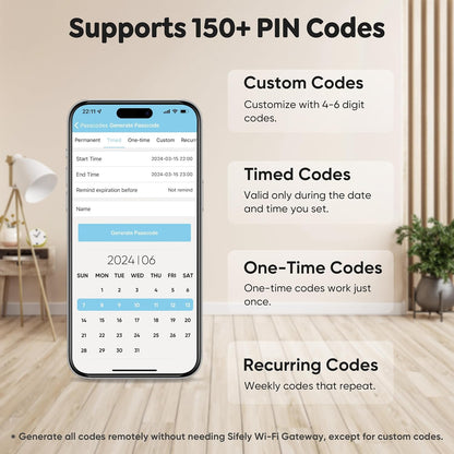 Keyless Entry Fingerprint Deadbolt Smart Lock: Digital Front Door Keypad with App Control, Electronic/Electric Deadbolt with Fingerprint & Code Access, Auto Locking, Easy to Install (Bright Brass)