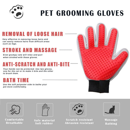 Marchul Pet Grooming Glove - Hair Remover Brush for Cats, Dogs, Horses with Long and Short Hair, 1 Pair