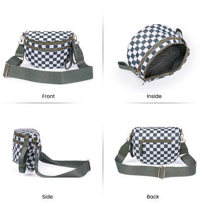 Nylon Crossbody Bags Bum Bag for Women Large Sling Bag Purse with Adjustable Strap（Black）