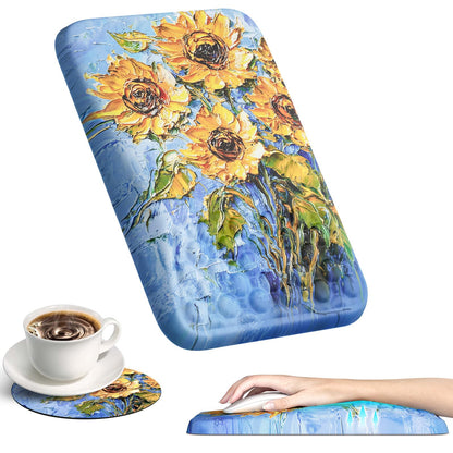 Ospelelf Mouse Pad with Wrist Rest Ergonomic Comfortable Pain Relief Mousepad Wrist Support for Computer Sunflower