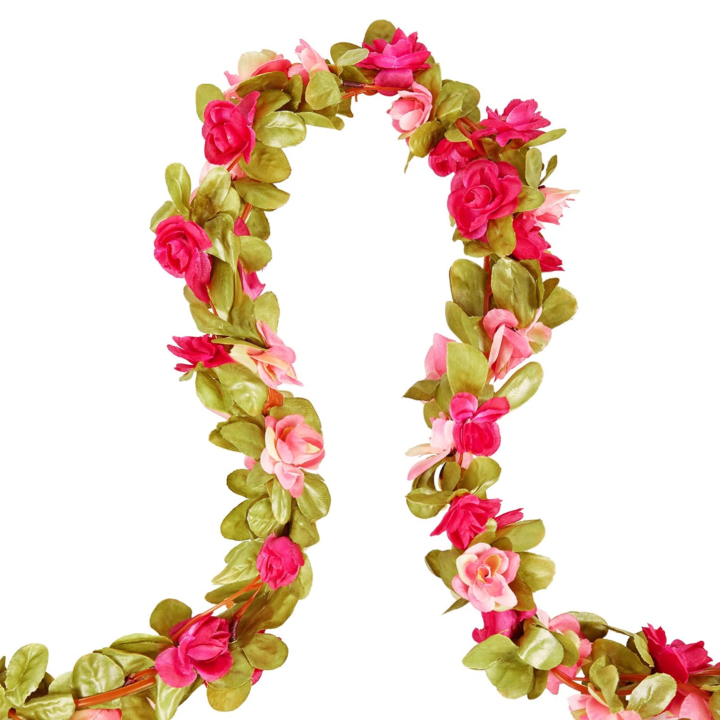 PONKING 8 Pcs x 8.2 ft Flower Garland Artificial Rose Vine Flowers with Green Leaves Hanging Fake Roses Vine for Room Party Home Wedding Birthday Christmas Wall Arch Decor, Fall Purple Flower