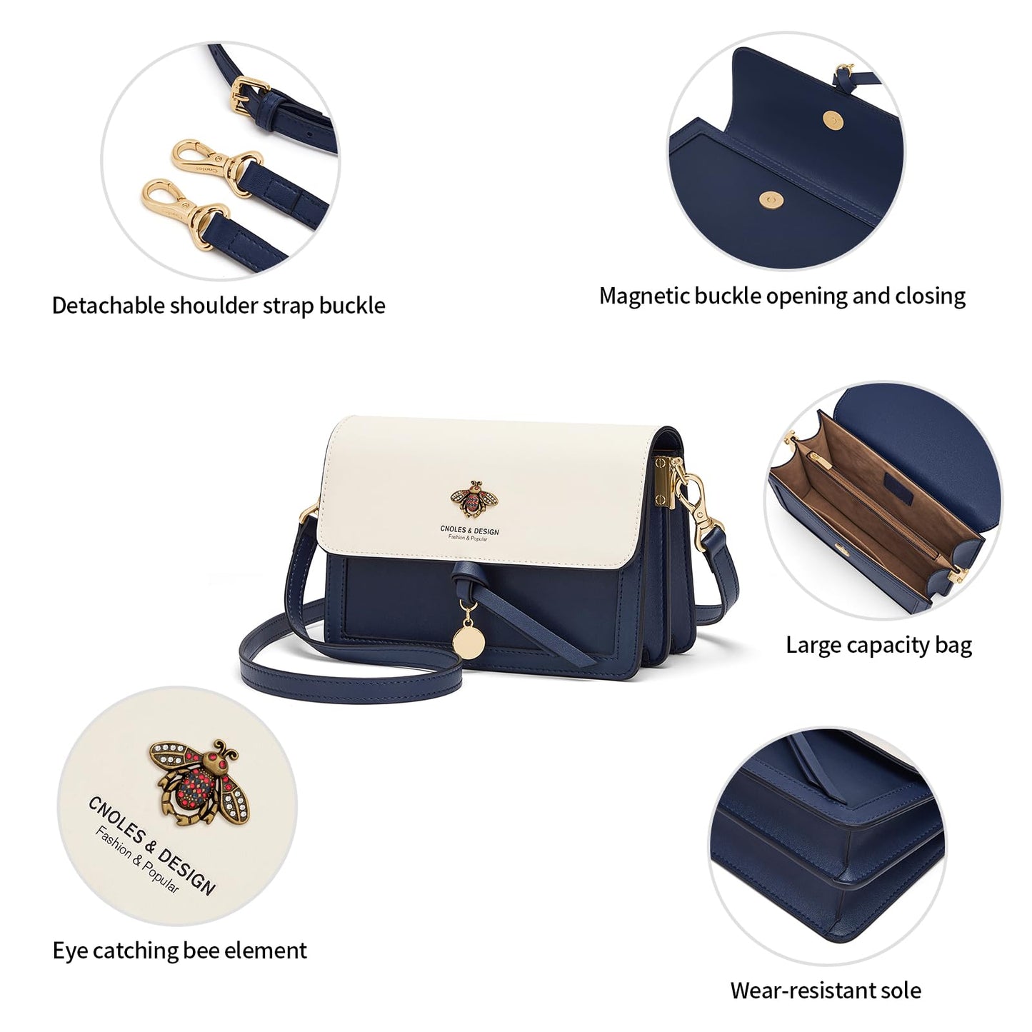 Cnoles Crossbody Bags for Women Leather Small Cell Phone Purses for Lady Mini Travel Purse Shoulder Bag with Adjustable Strap